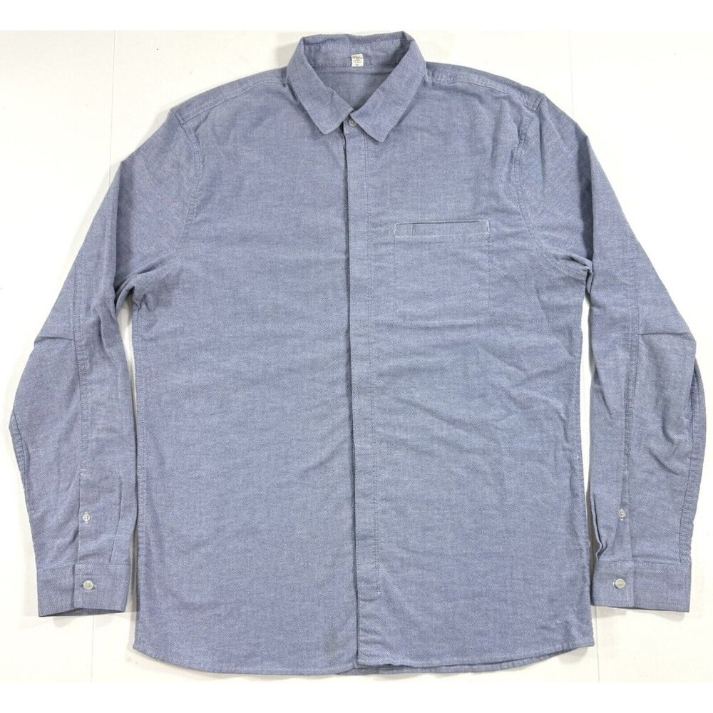 Lululemon On Time Qwick Oxford Shirt Mens Size XL Long Sleeve Button Pocket Blue